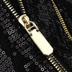 Stylish Sequin Crossbody Bag with Rhinestone Detail - Black