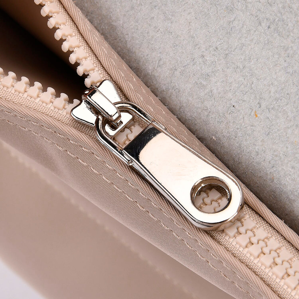 Stylish Water-Resistant Tote Bag with Top Handles & Strap - Beige