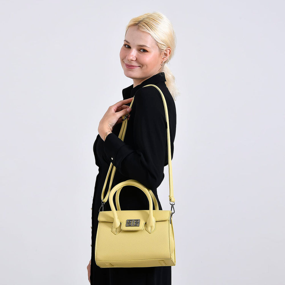 Stylish Yellow Rectangular Crossbody Bag with Top Handle