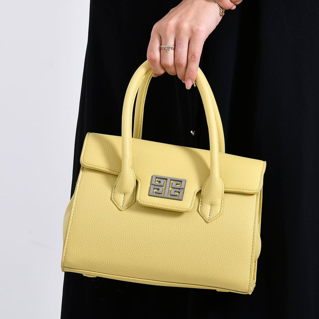 Stylish Yellow Rectangular Crossbody Bag with Top Handle