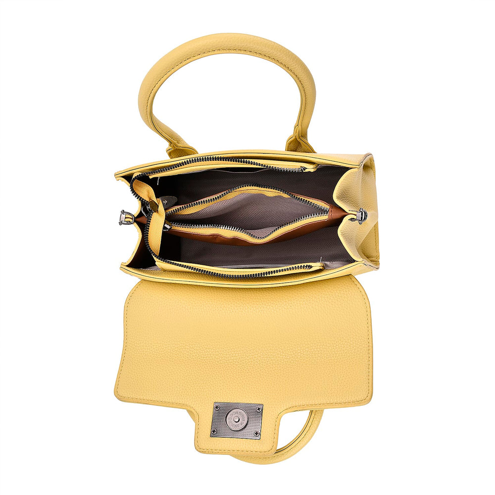Stylish Yellow Rectangular Crossbody Bag with Top Handle