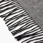 100% Wool Tassel Scarf (Size 160x30 cm) - Dark Grey