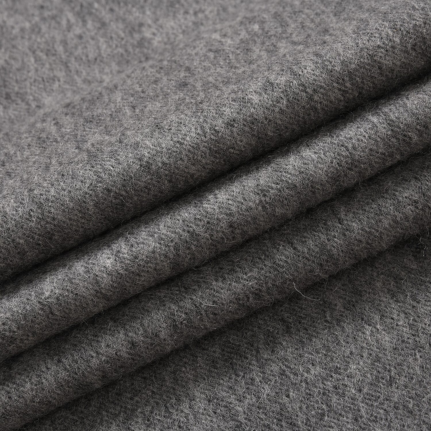 100% Wool Tassel Scarf (Size 160x30 cm) - Dark Grey