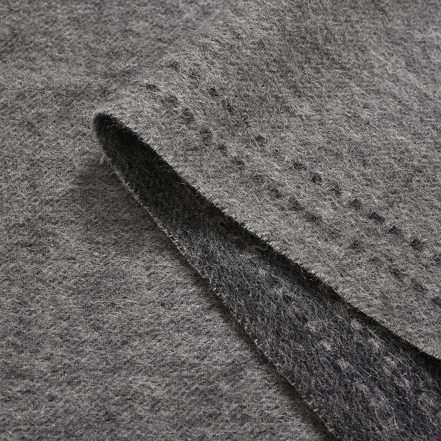 100% Wool Tassel Scarf (Size 160x30 cm) - Dark Grey