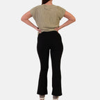 Sugar Crisp Bootleg Soft Flare Pants with Elasticated Waist (Size - 14) - Black
