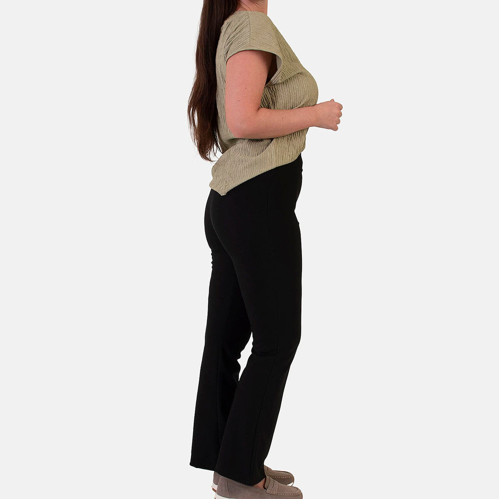 Sugar Crisp Bootleg Soft Flare Pants with Elasticated Waist (Size - 16) - Black