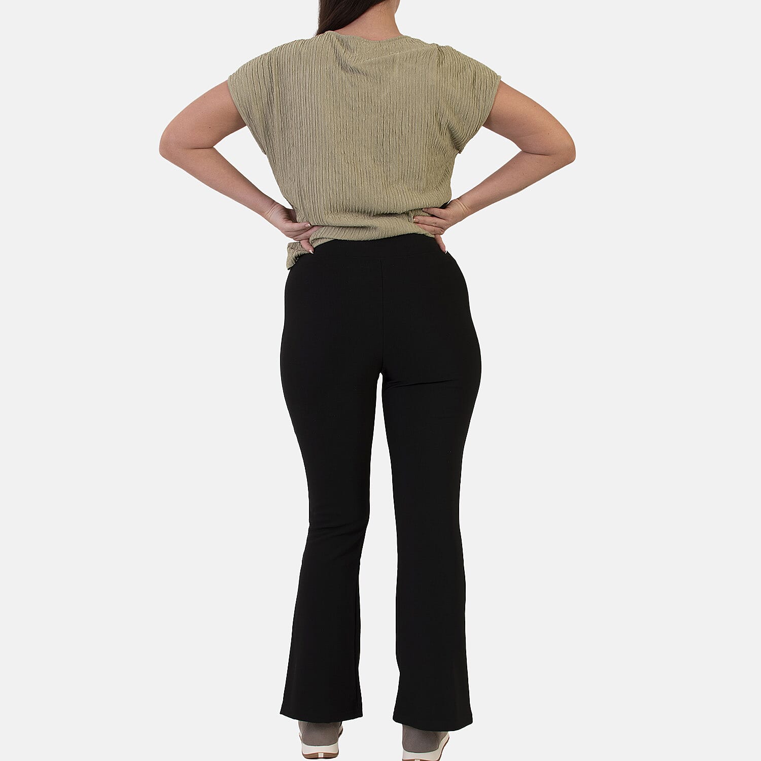 Sugar Crisp Bootleg Soft Flare Pants with Elasticated Waist (Size - 16) - Black