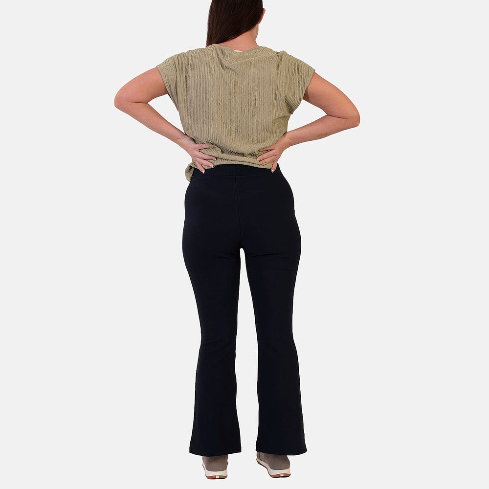 Sugar Crisp 29 Inch Bootleg Flared Pants with Elasticated Waist (Size - 14) - Navy