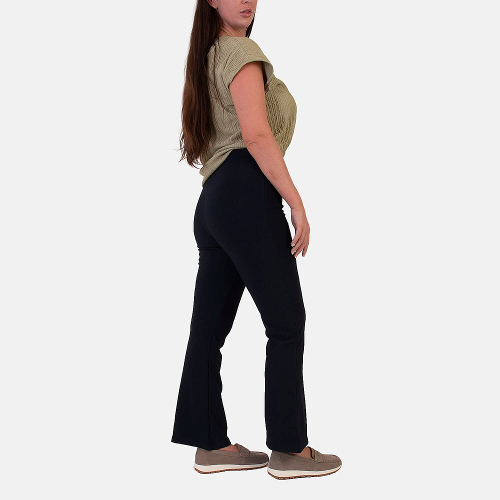 Sugar Crisp 29 Inch Bootleg Flared Pants with Elasticated Waist (Size - 16) - Navy