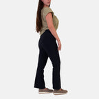 Sugar Crisp 29 Inch Bootleg Flared Pants with Elasticated Waist (Size - 16) - Navy