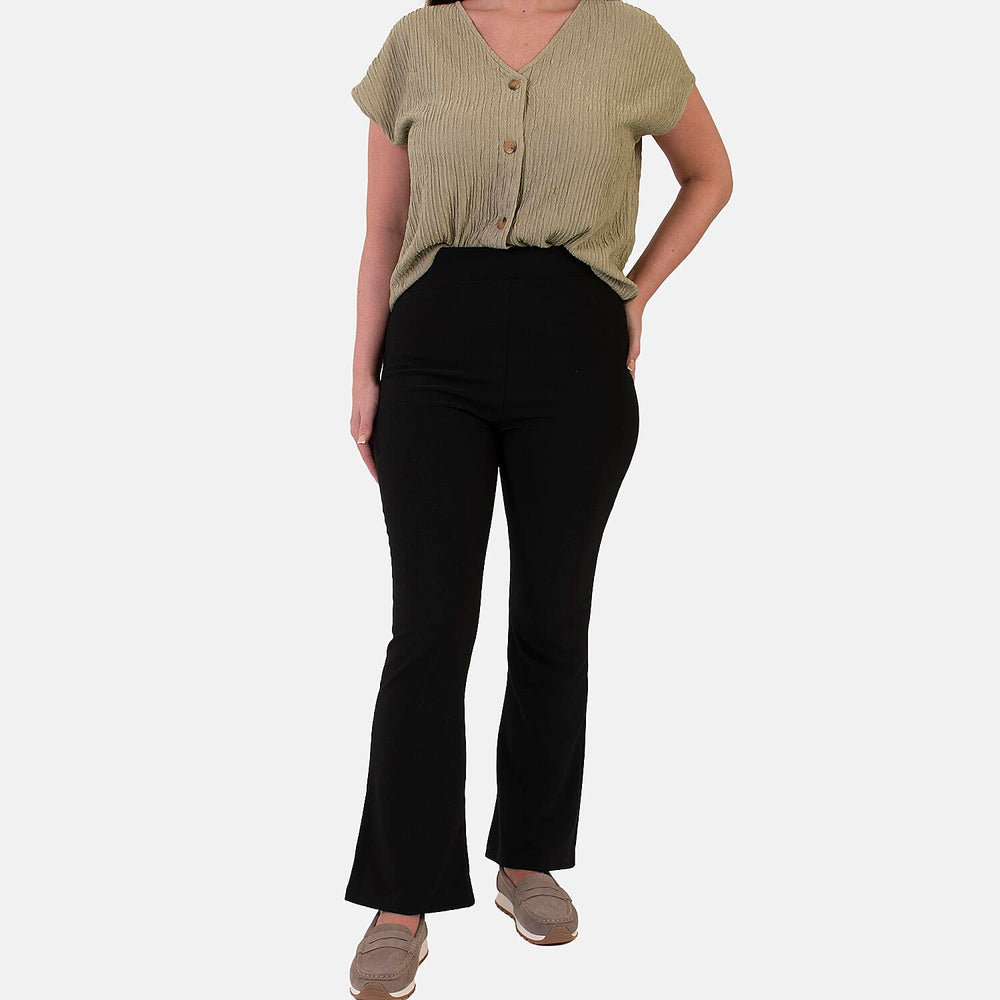 Sugar Crisp Bootleg Soft Flare Pants with Elasticated Waist (Size - 20) - Black