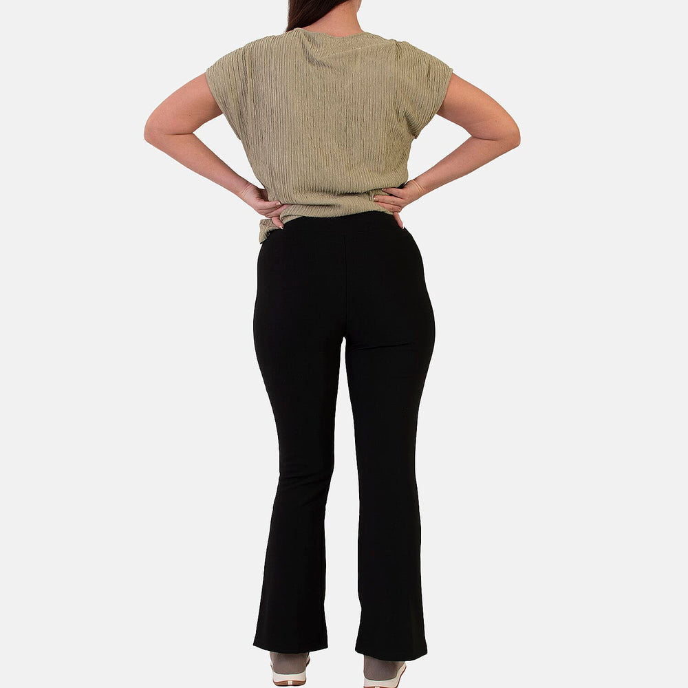 Sugar Crisp Bootleg Soft Flare Pants with Elasticated Waist (Size - 20) - Black