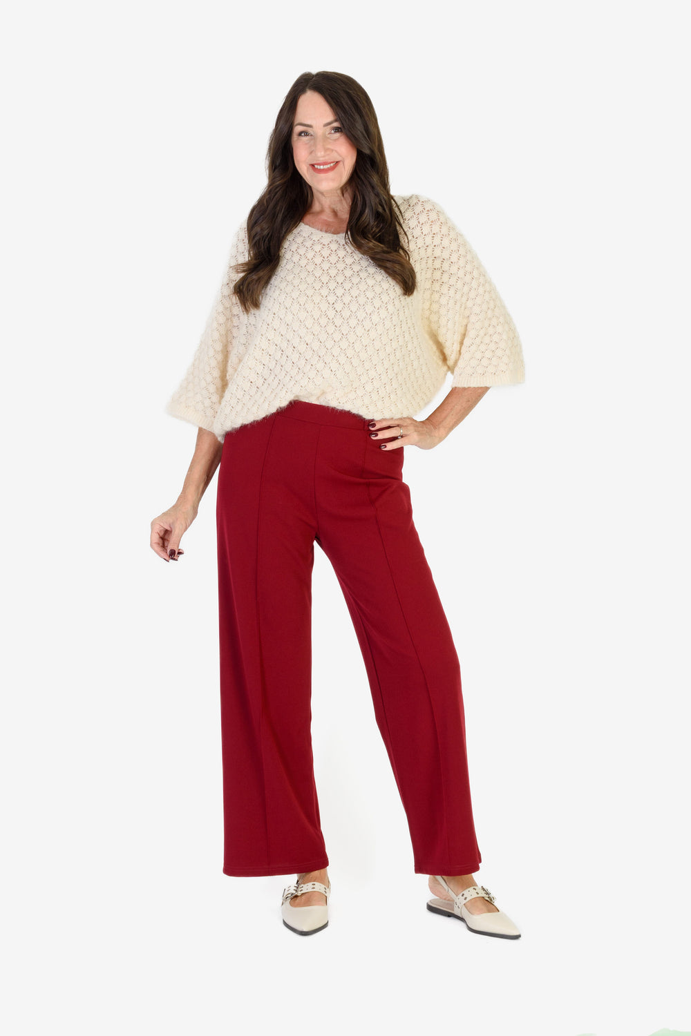 THE SHOWSTOPPER- Sugar Crisp Supersoft Crochet Knit Batwing Sleeve Jumper (One Size 8 TO 20) - Beige