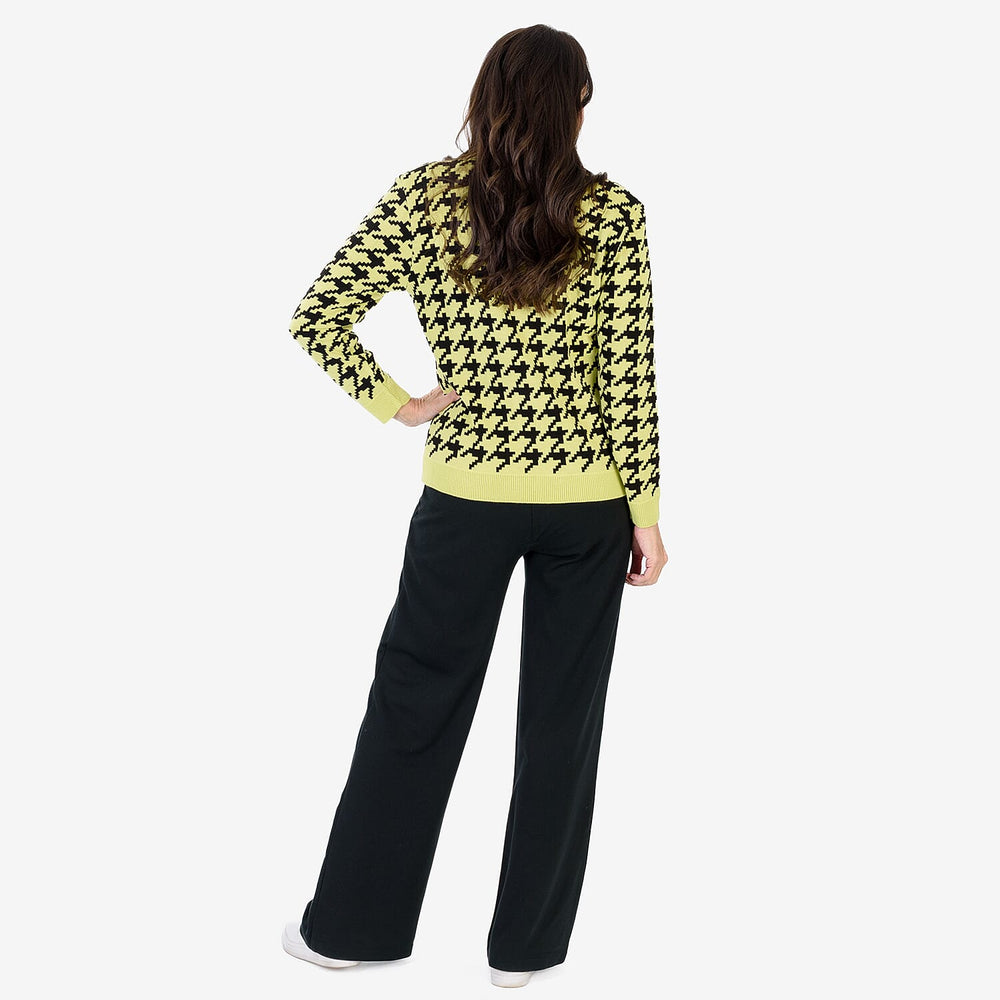 Sugar Crisp Houndstooth Knit Jumper With Scarf Neck (Size 8 to 10) - Light Green