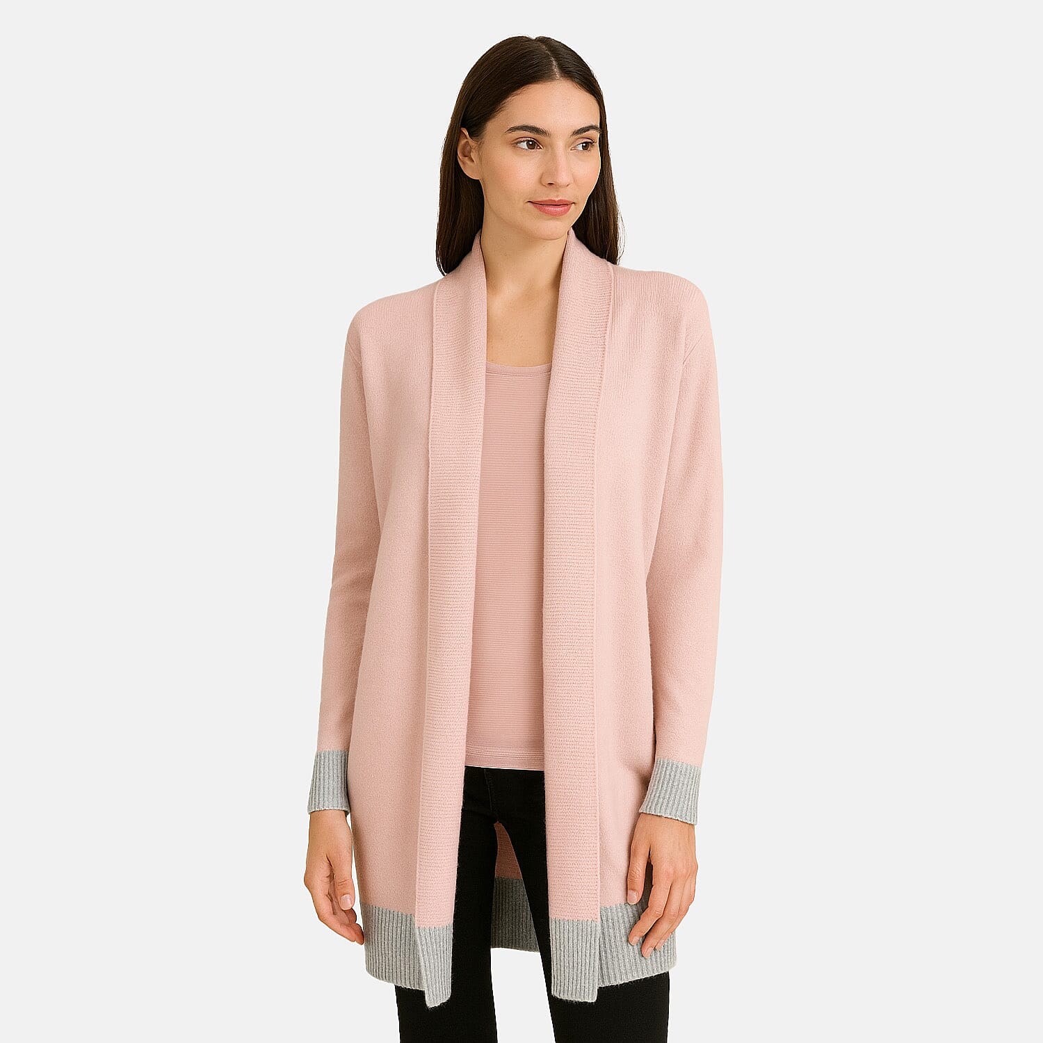 Sugar Crisp Color Block Soft Touch Drape Knit Cardigan (Size M, 12 to 14) - Pink