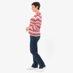 Sugar Crisp Women’s Chevron Wave Stripe Textured Jumper with Long Sleeves