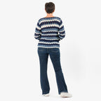 Sugar Crisp Women’s Chevron Wave Stripe Textured Jumper with Long Sleeves