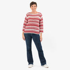 Sugar Crisp Women’s Chevron Wave Stripe Textured Jumper with Long Sleeves