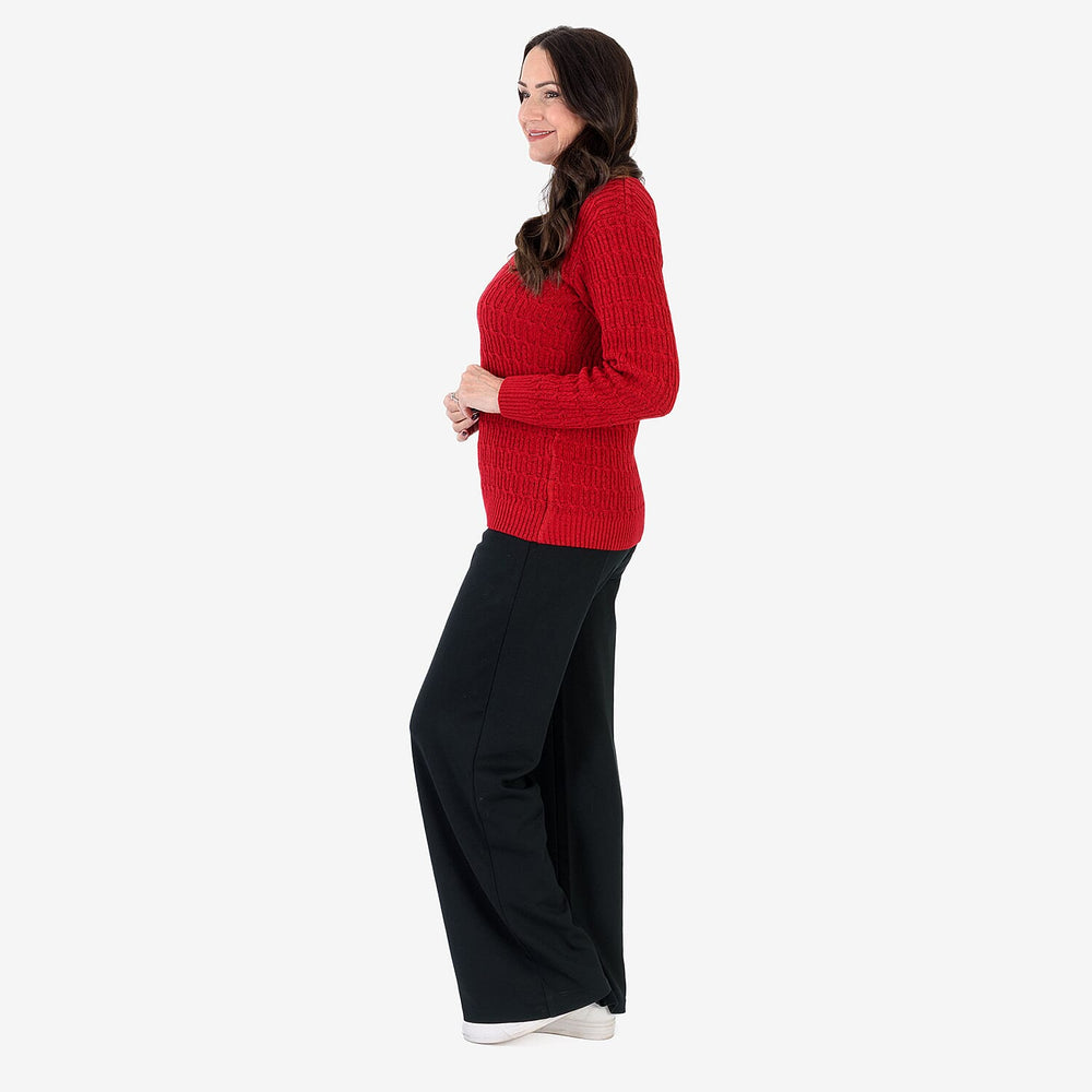 Sugar Crisp V-Neck Cable Knit Jumper (Size 8 to 10) - Red