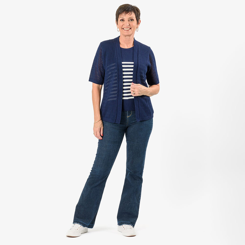 Sugar Crisp 2-In-1 Cardigan Top (Size L) - Navy