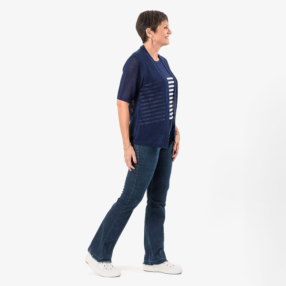 Sugar Crisp 2-In-1 Cardigan Top (Size L) - Navy