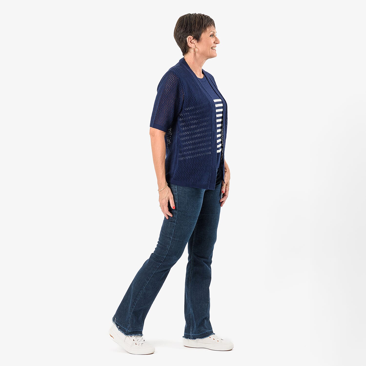 Sugar Crisp 2-In-1 Cardigan Top (Size L) - Navy