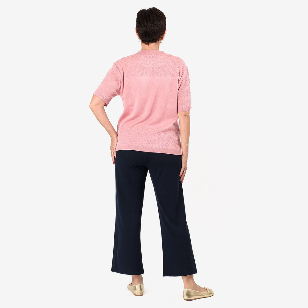 Sugar Crisp Short Sleeve Diamond Patten Top (Size L) - Pastel Pink