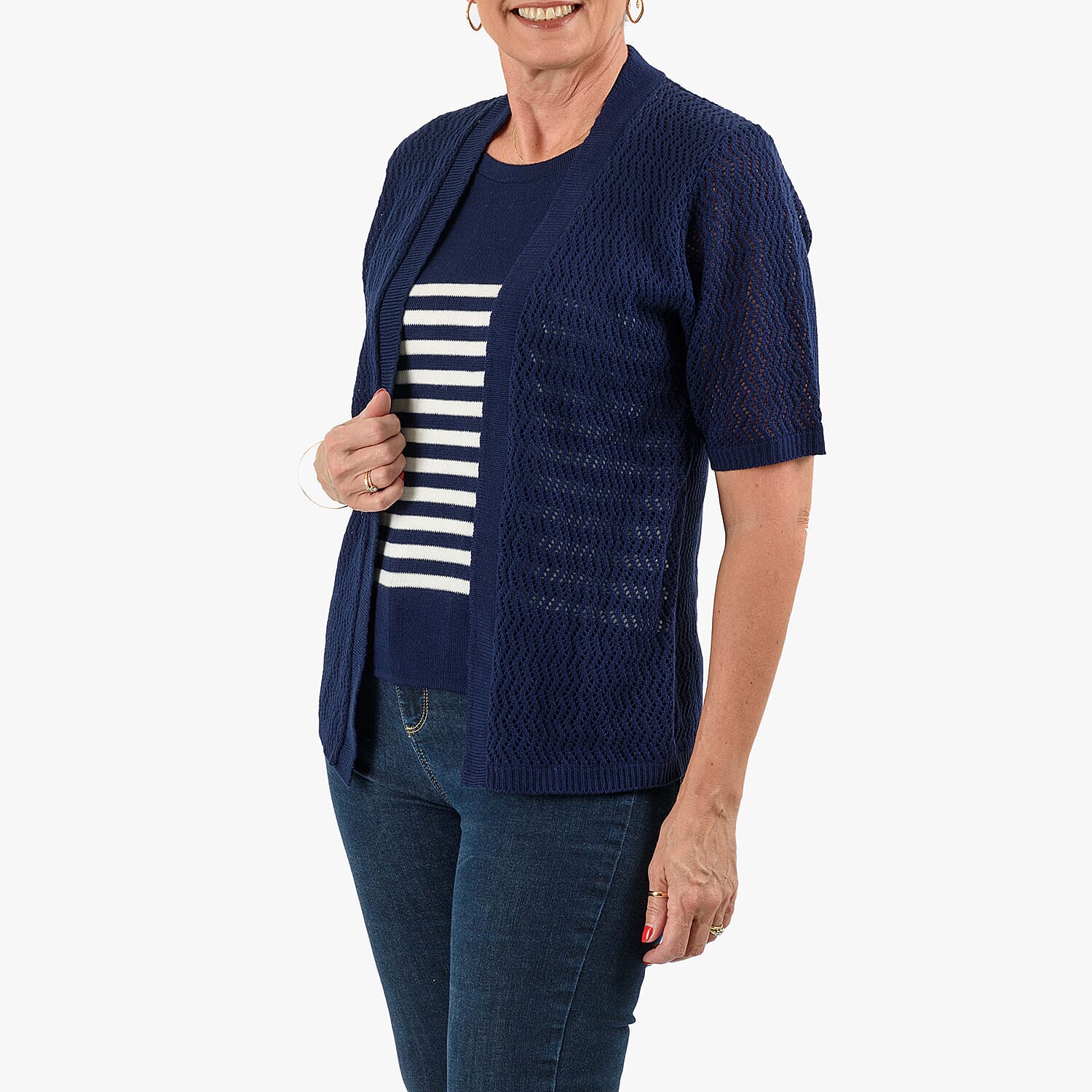 Sugar Crisp 2-In-1 Cardigan Top (Size M) - Navy