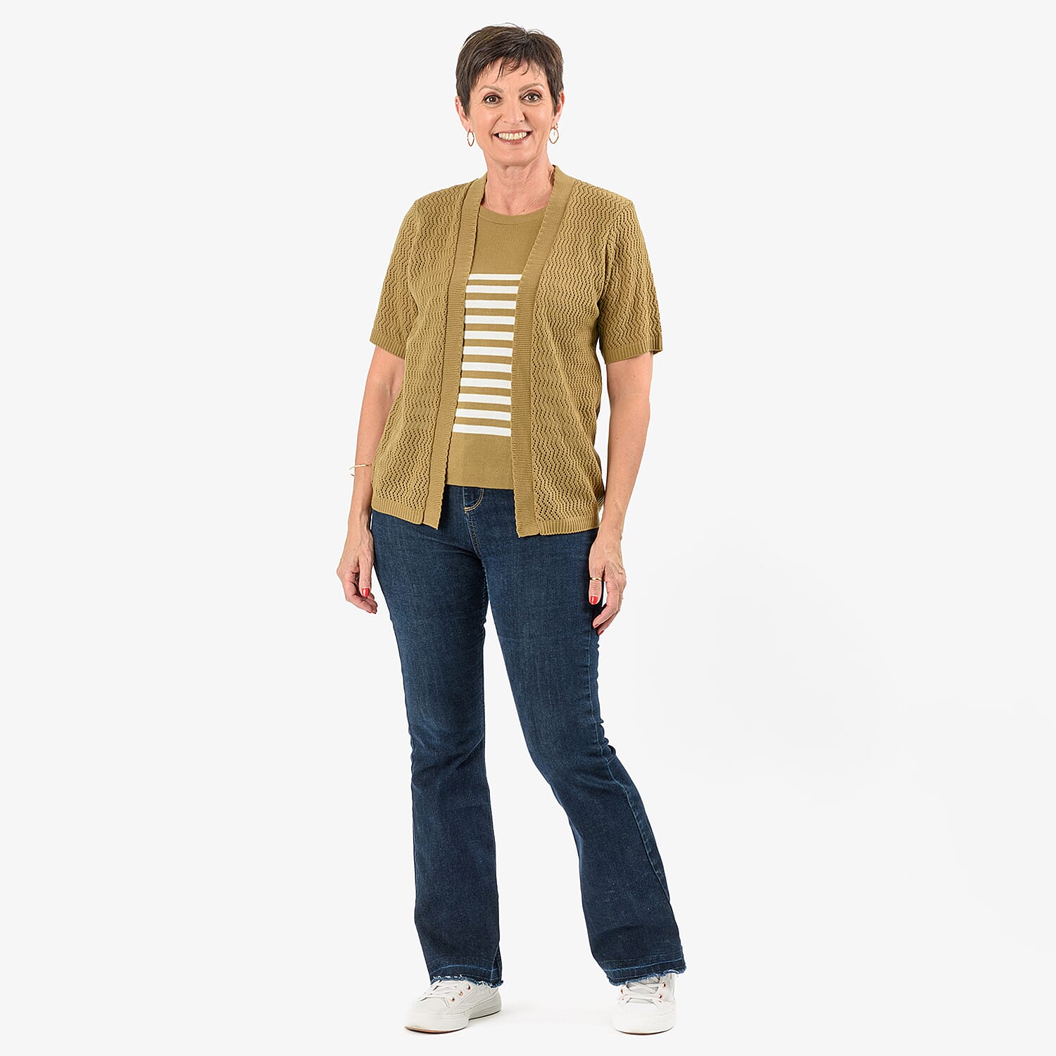 Sugar Crisp 2-In-1 Cardigan Top (Size M) - Camel