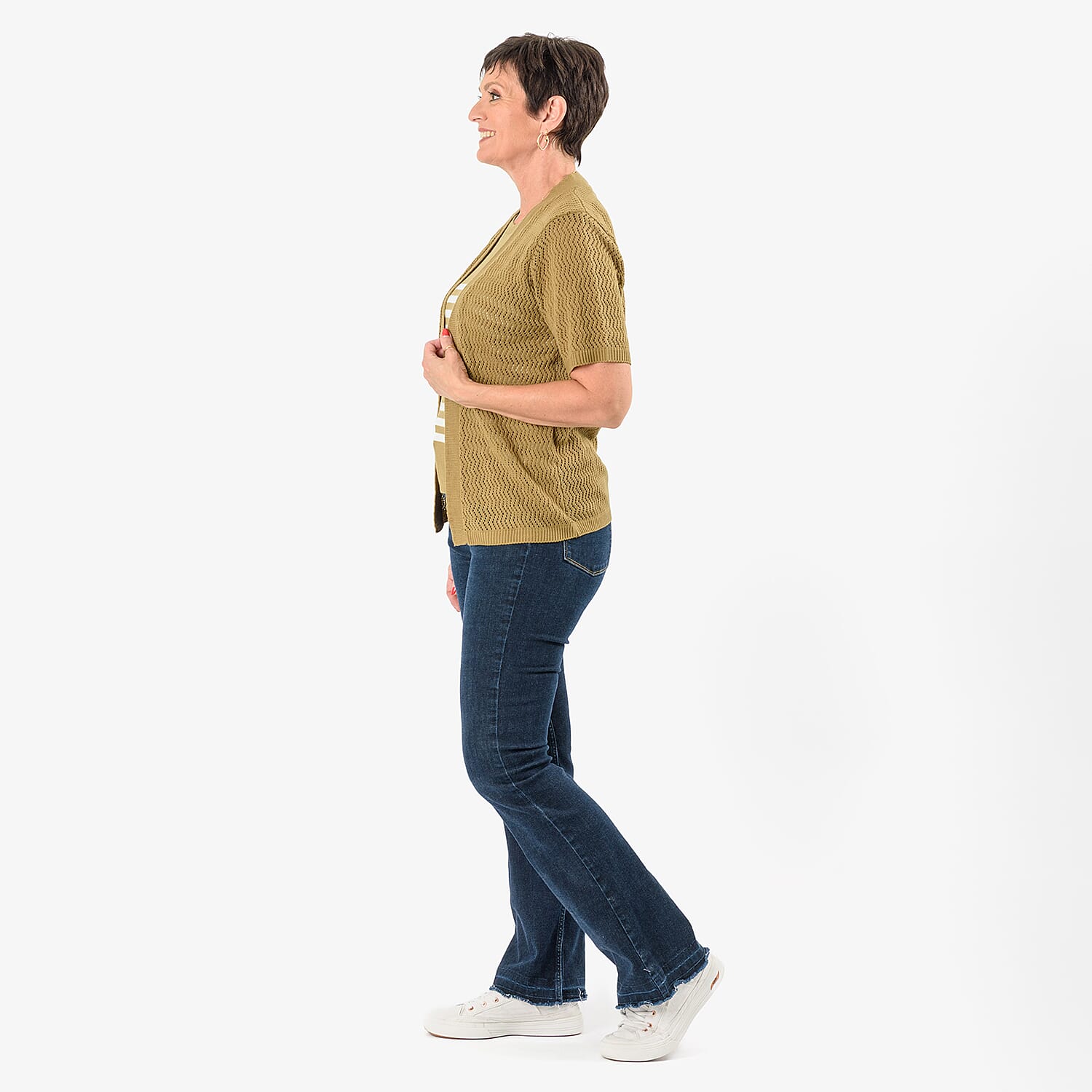 Sugar Crisp 2-In-1 Cardigan Top (Size M) - Camel