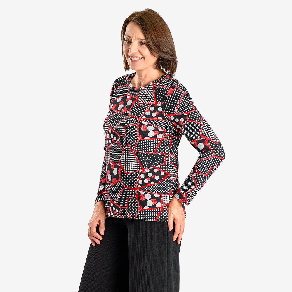 Sugar Crisp Full Sleeve Blouse (Size - L) - Red