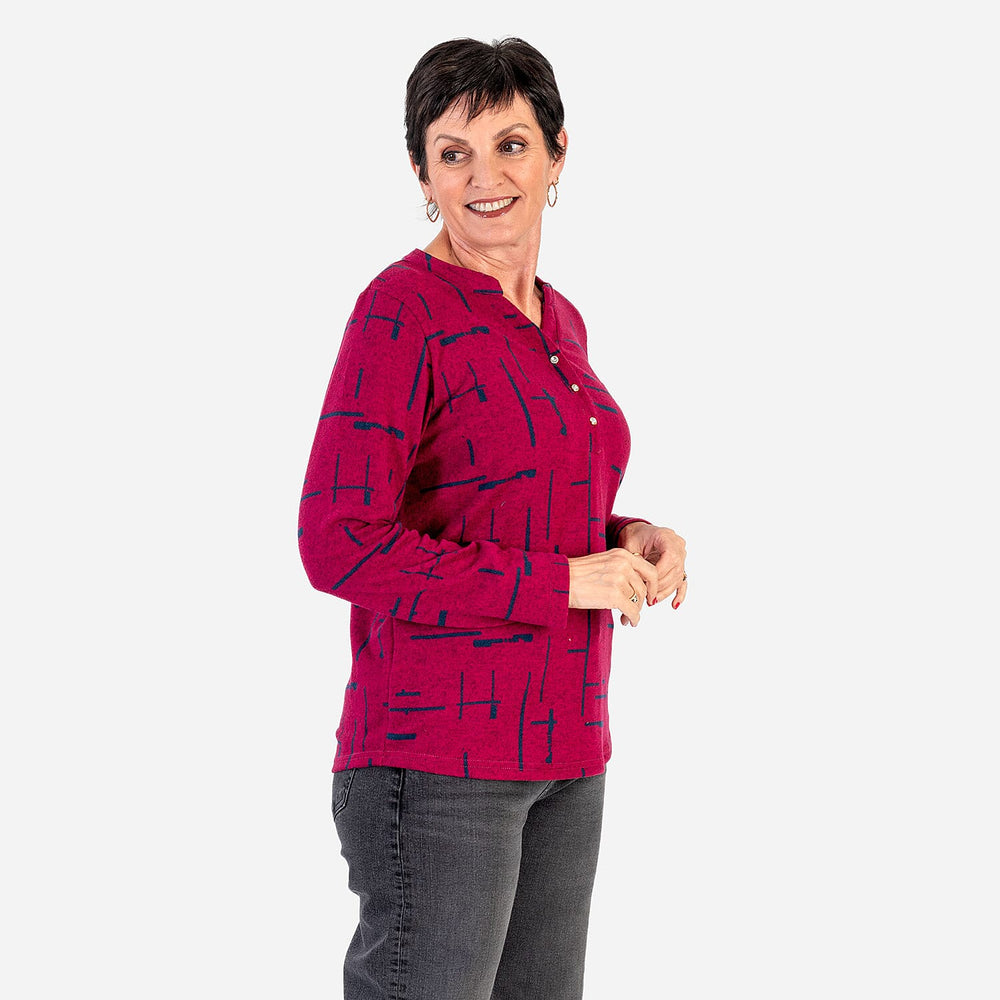 Sugar Crisp Granded Collar Blouse (Size L) - Wine