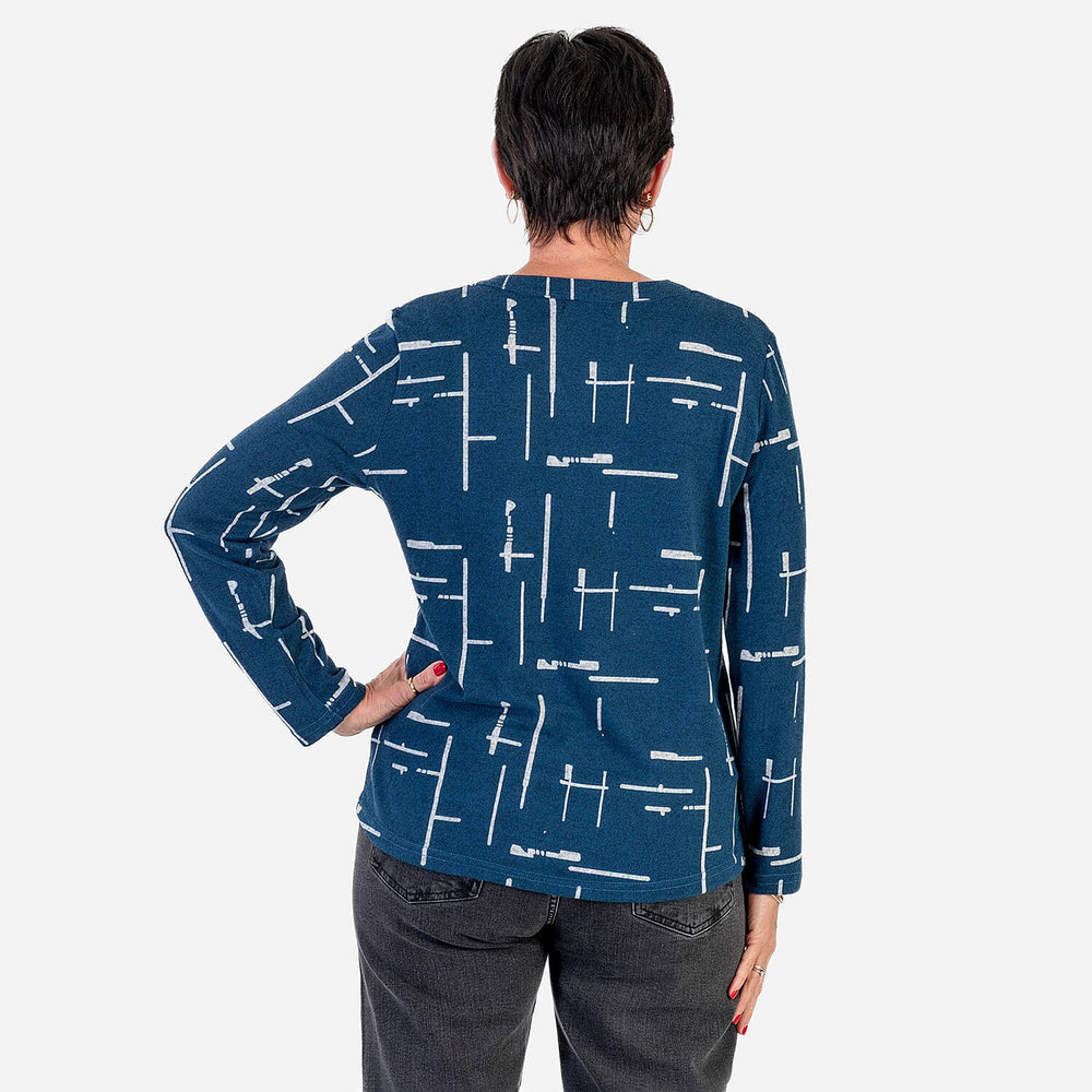 Sugar Crisp Granded Collar Blouse (Size 10-12) - Navy