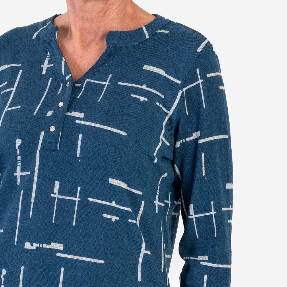 Sugar Crisp Granded Collar Blouse (Size 10-12) - Navy