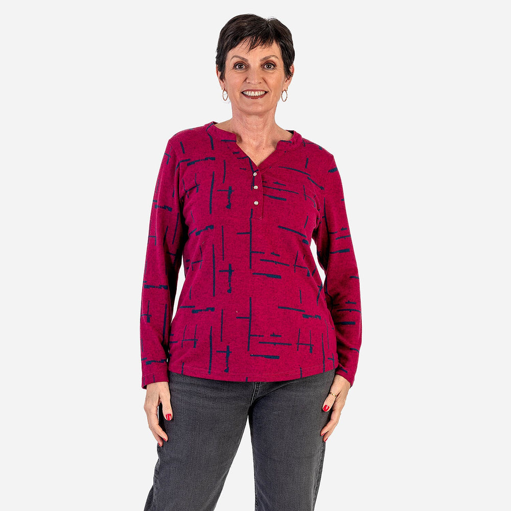 Sugar Crisp Granded Collar Blouse (Size 10-12) - Wine