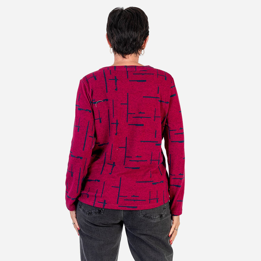 Sugar Crisp Granded Collar Blouse (Size 10-12) - Wine