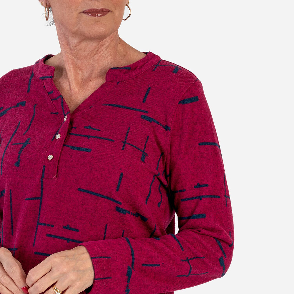 Sugar Crisp Granded Collar Blouse (Size 10-12) - Wine