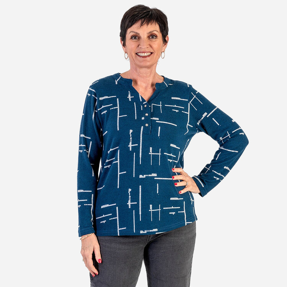 Sugar Crisp Granded Collar Blouse (Size 8-10) - Navy