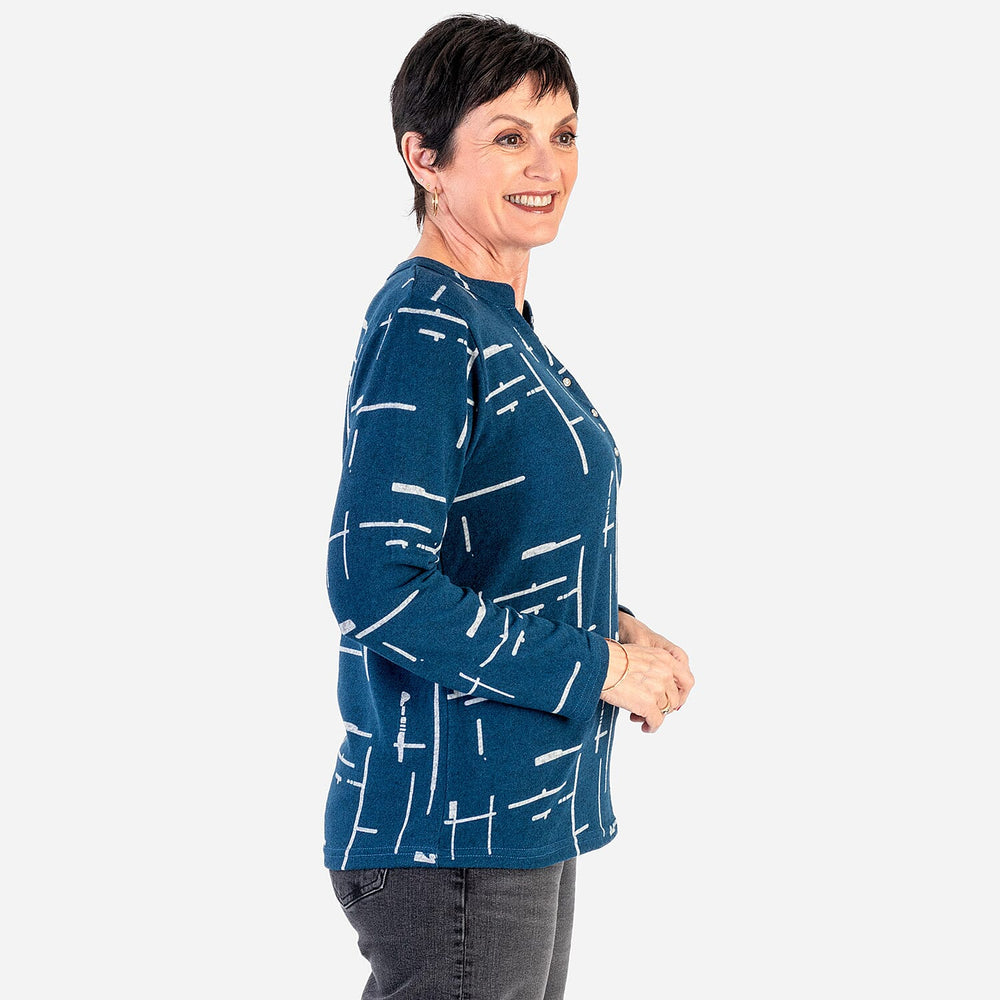 Sugar Crisp Granded Collar Blouse (Size 8-10) - Navy