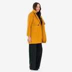 Sugar Crisp Made In Italy Two Button Boucle Coat With Pockets (One Size) - Mustard