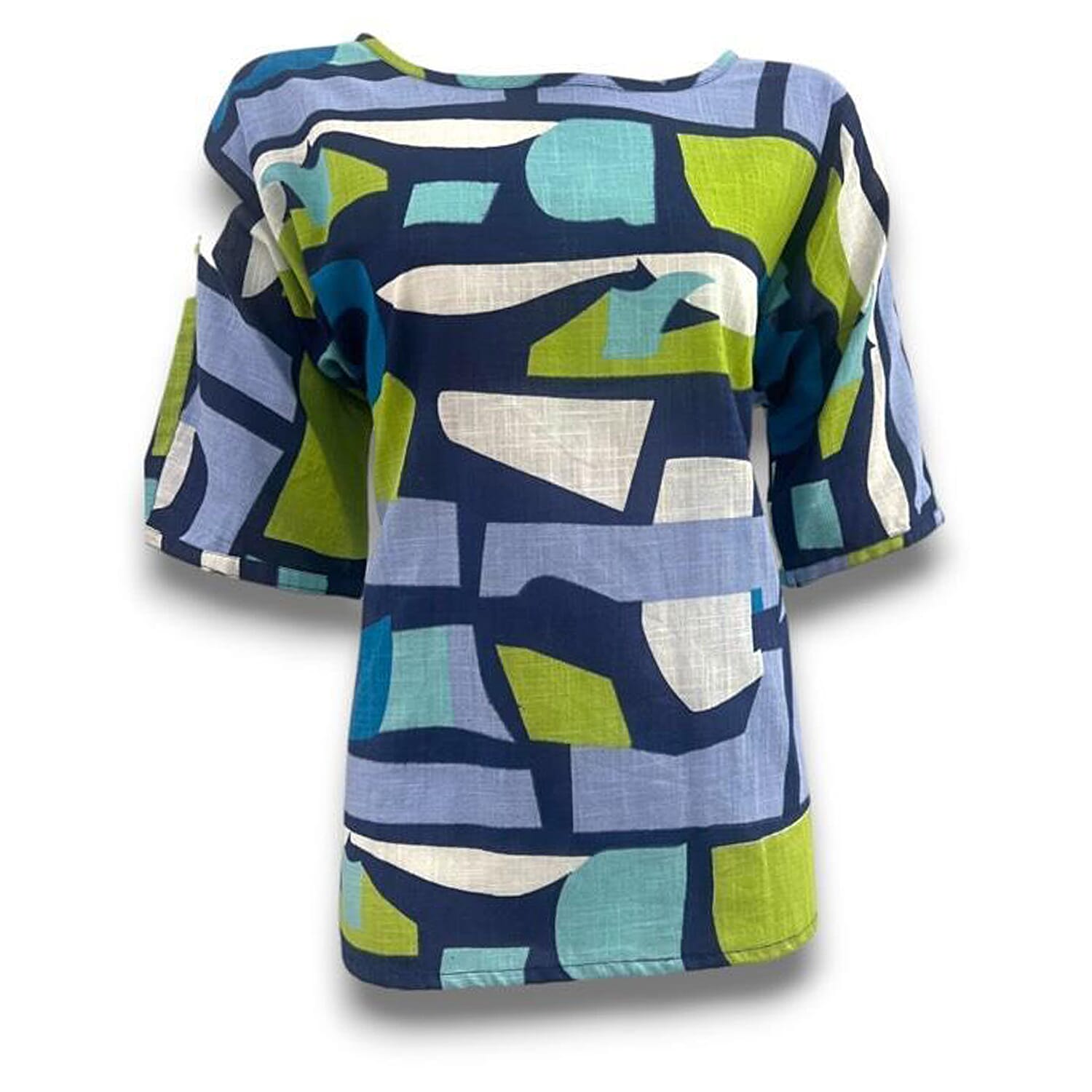 Sugar Crisp Cotton Woven Top (Size - Large) - Turquoise