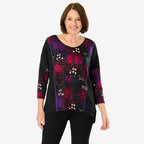 Sugar Crisp Floral Printed Top (Size L) - Black