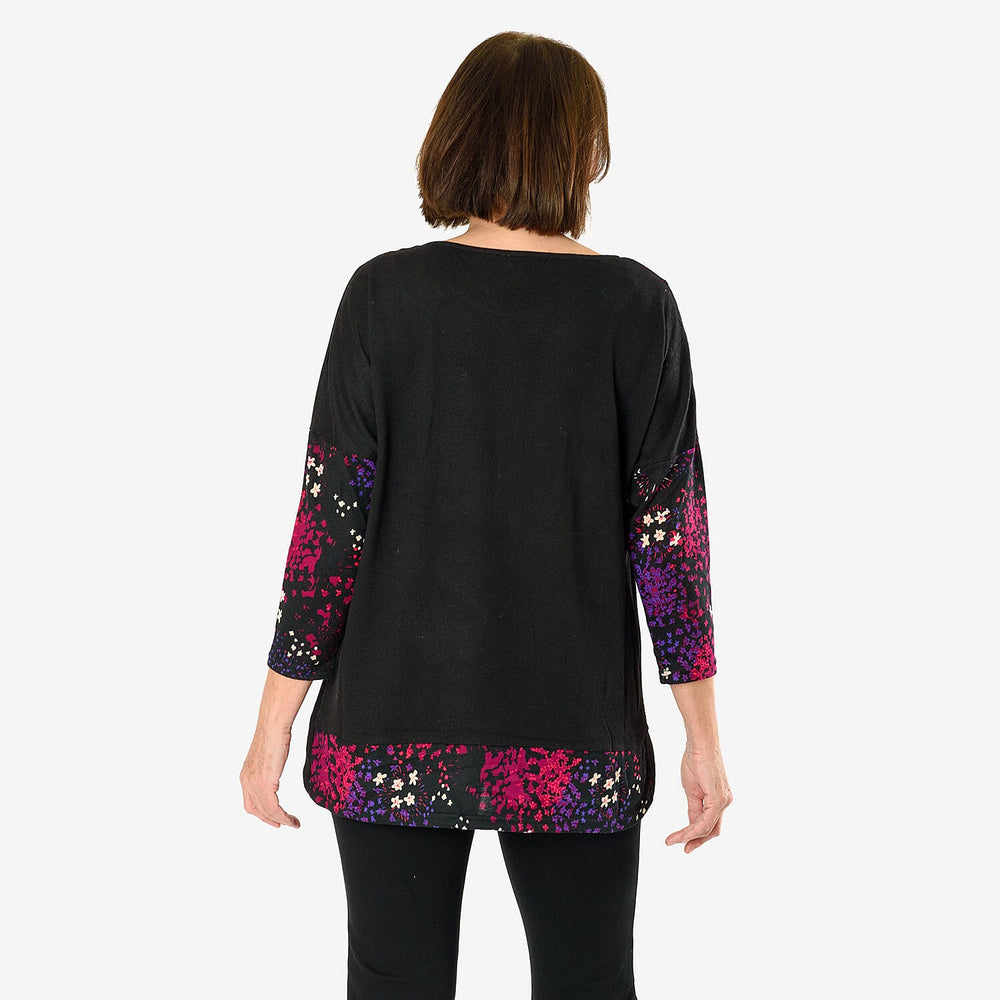 Sugar Crisp Floral Printed Top (Size L) - Black