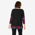 Sugar Crisp Floral Printed Top (Size L) - Black