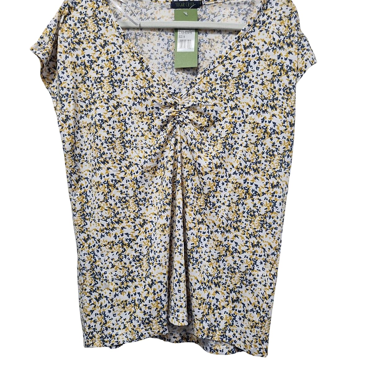 Sugar Crisp Polyester Woven Top (Size 12 to 14) - Yellow White