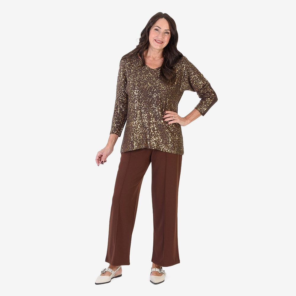Sugar Crisp Foil Printed Embellished Jumper (One Size) - Chocolate Brown