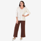 Sugar Crisp Foil Printed Embellished Jumper (One Size) - Ivory
