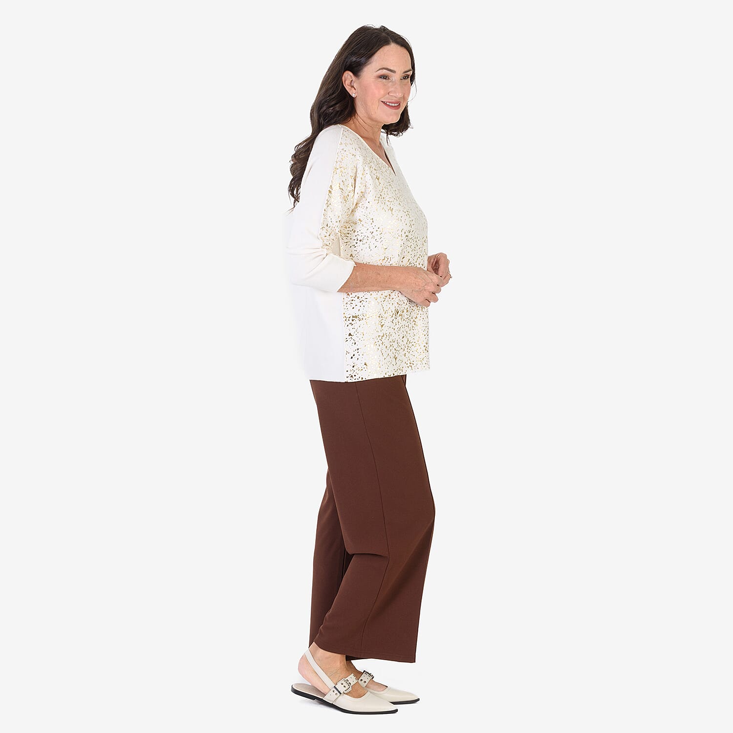 Sugar Crisp Foil Printed Embellished Jumper (One Size) - Ivory