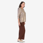 Sugar Crisp Foil Printed Embellished Jumper (One Size) - Mocha
