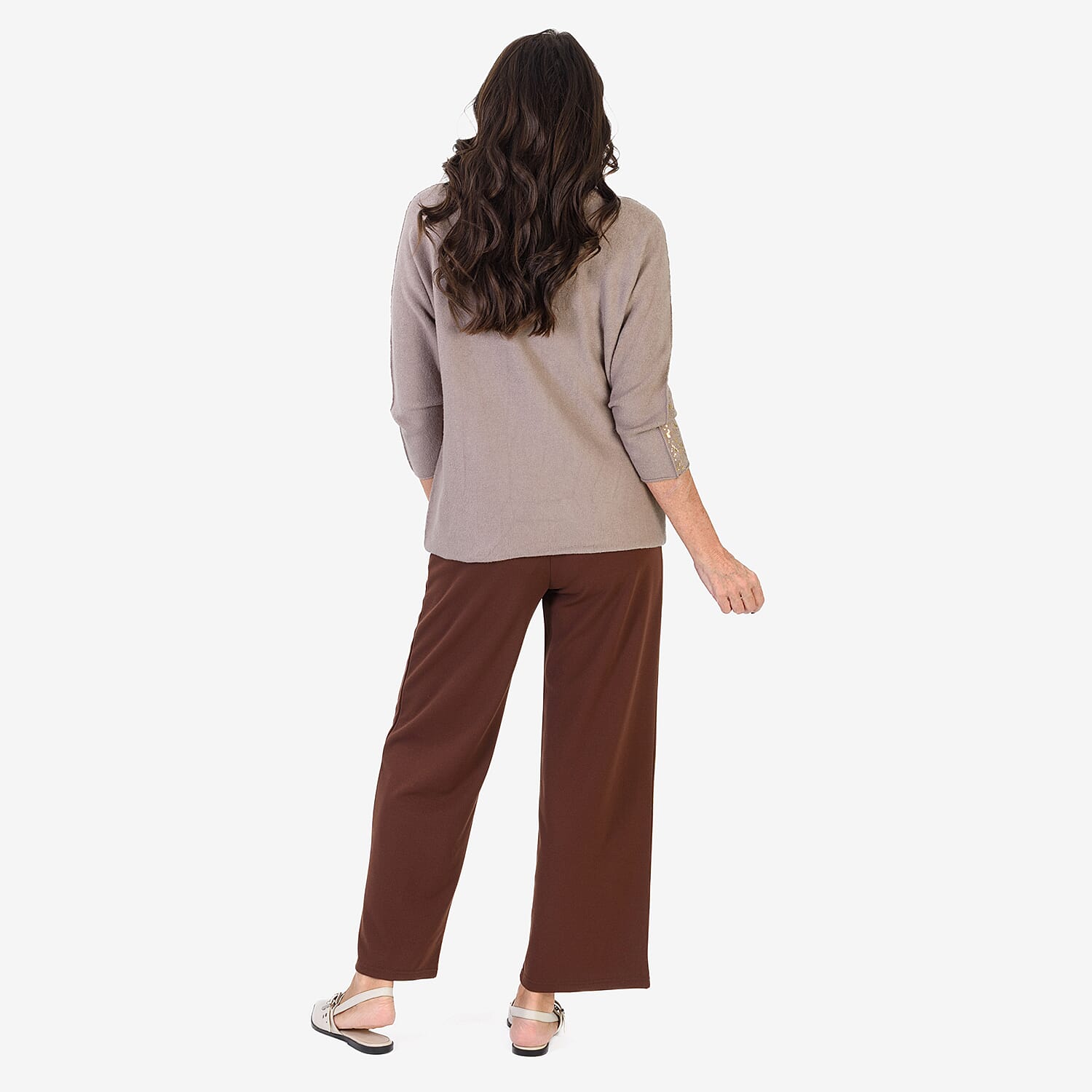 Sugar Crisp Foil Printed Embellished Jumper (One Size) - Mocha